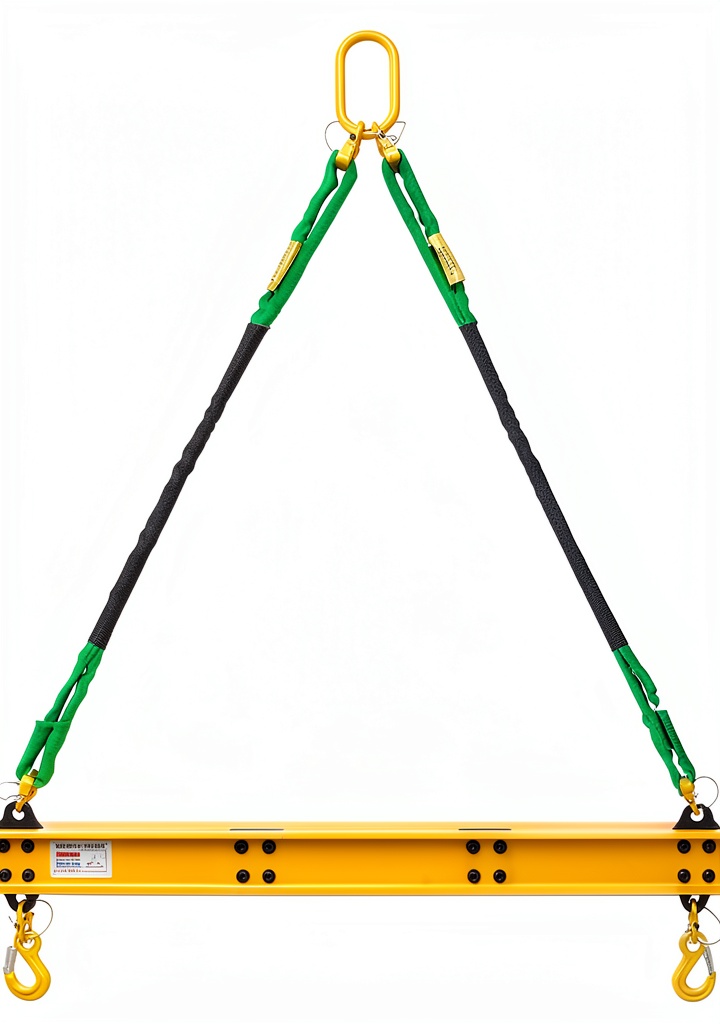 Yellow Lifting aluminum spreader bar in industrial setting