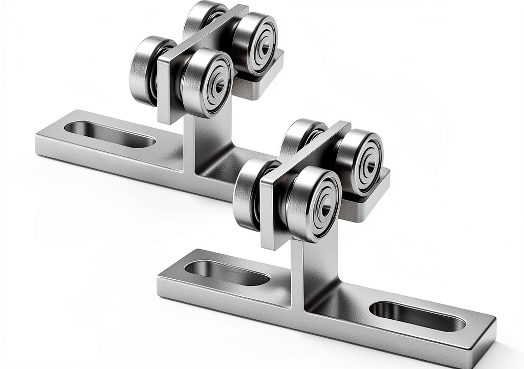 BIHOMIFI trolley roller installed on a strut channel in an industrial setting