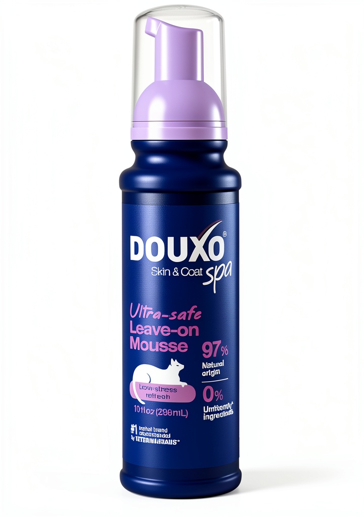 Applying DOUXO SPA Leave-on Mousse on a cat's coat