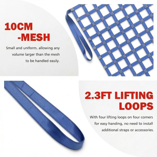 FITHOIST Polyester Lifting Net Straps Blue 4.92x4.92ft-3