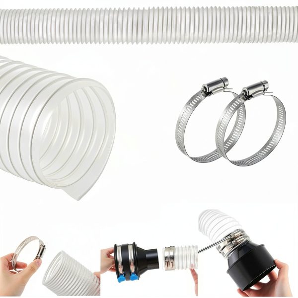 PVC Dust Collection Hose 2-1/2 x10 ft Yaomiao with Steel Clamps-4